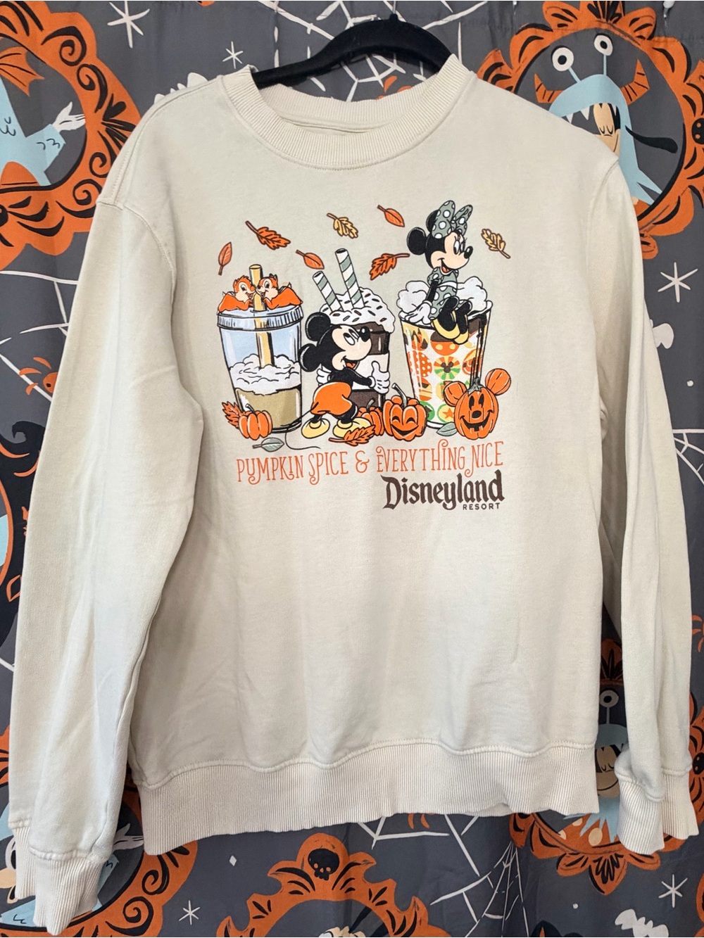 Disney Disneyland Fall Pumpkin Spice Crewneck Sweatshirt - Cream